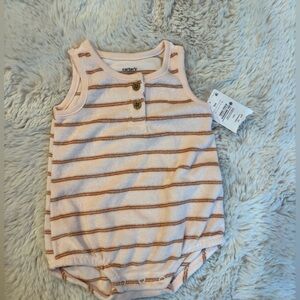 Carter's Pink and Brown Striped Sleeveless Baby Romper